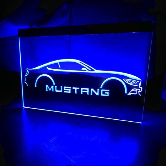 FORD MUSTANG LED NEON BLUE LIGHT SIGN 8x12 - Picture 2 of 3